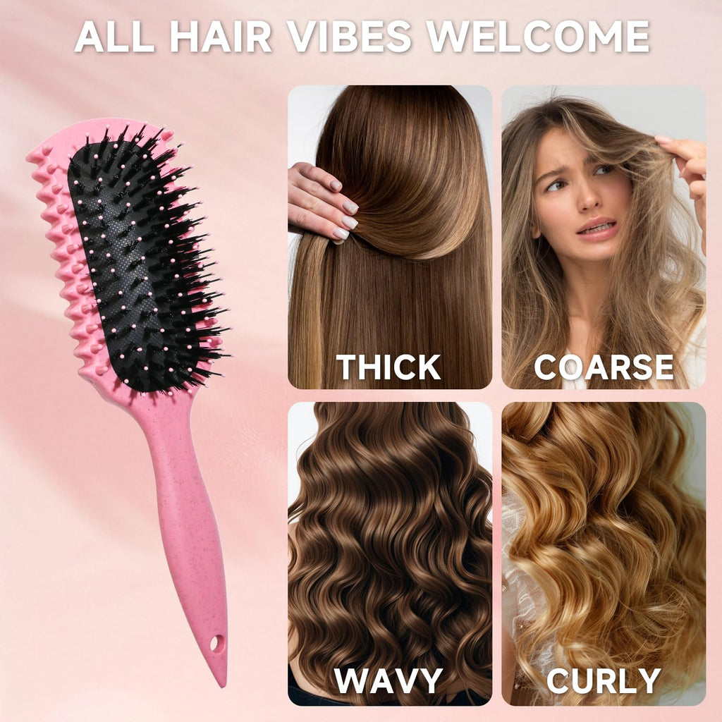 Women Electric Spray Air Cushion Massage Hair Comb, Self‑Cleaning Anti‑Tangle Anti‑Static Volumizing Brush, for Frizz Control Smooth Shine Daily Hair Care(Pink)