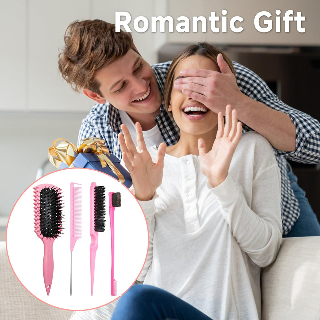 Women Electric Spray Air Cushion Massage Hair Comb, Self‑Cleaning Anti‑Tangle Anti‑Static Volumizing Brush, for Frizz Control Smooth Shine Daily Hair Care(Pink)