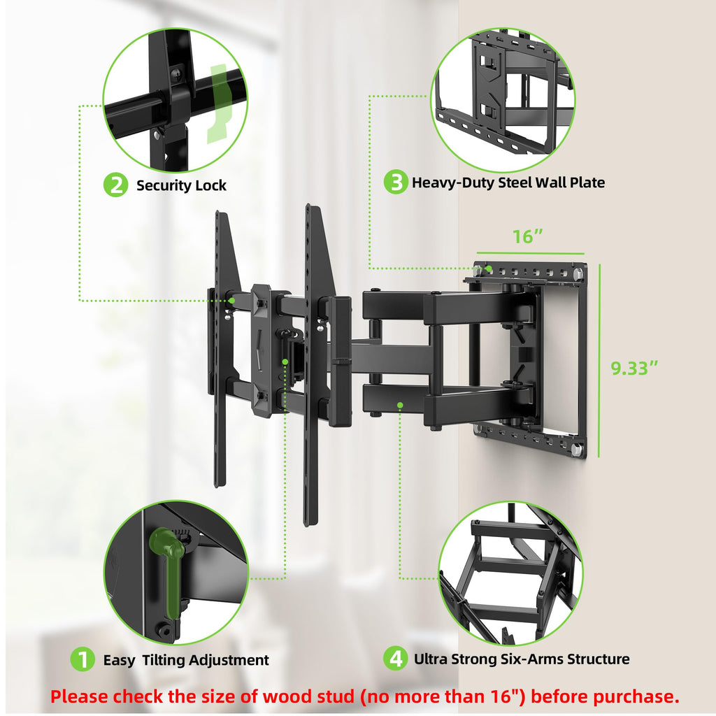 USX MOUNT Full Motion TV Wall Mount for Large TVs 42-97 Inch up to 150 lbs