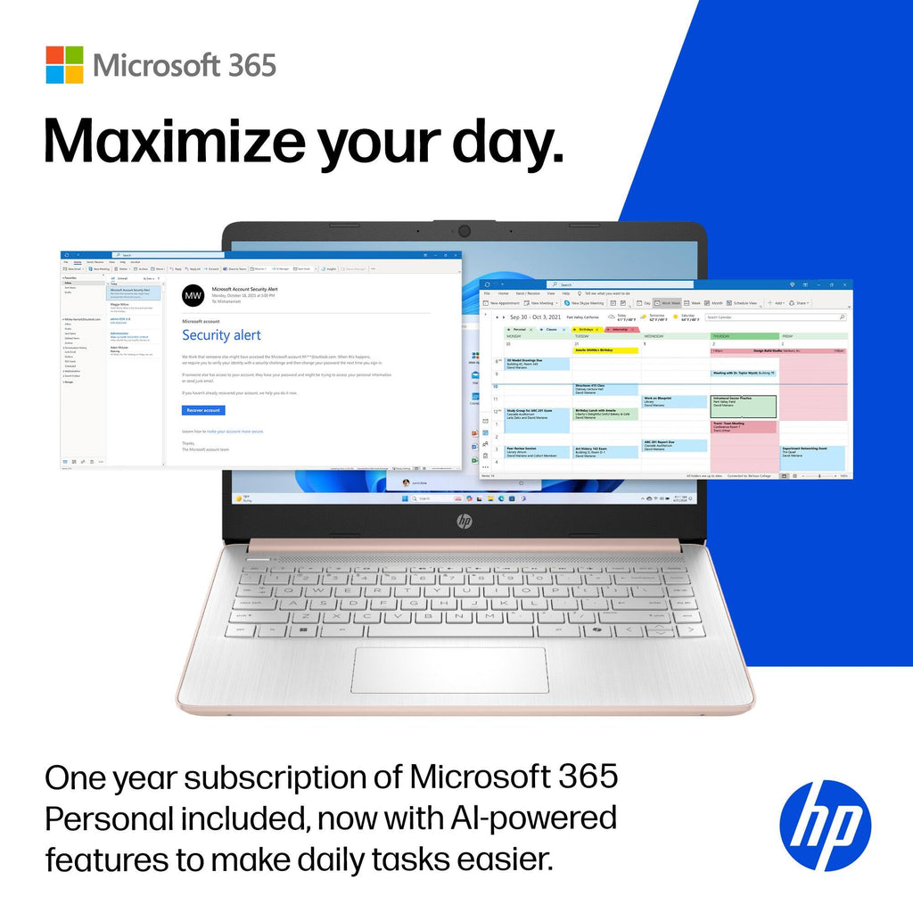 HP 2026 Everyday Laptop, Intel CPU, 128GB Storage, Copilot AI, Office 365