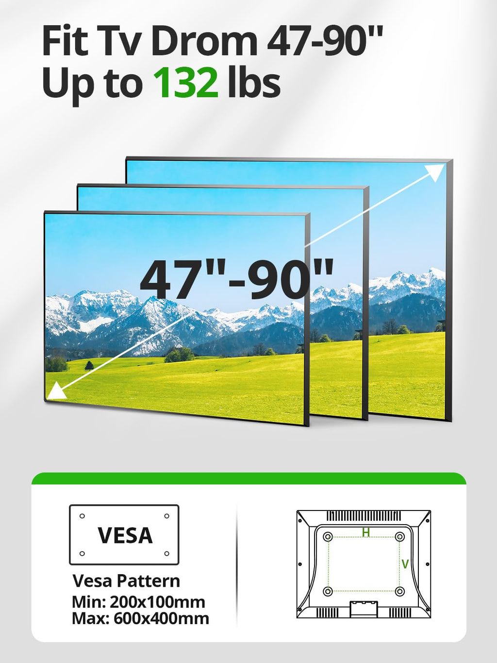 USX MOUNT Full Motion TV Wall Mount for Large TVs 42-97 Inch up to 150 lbs
