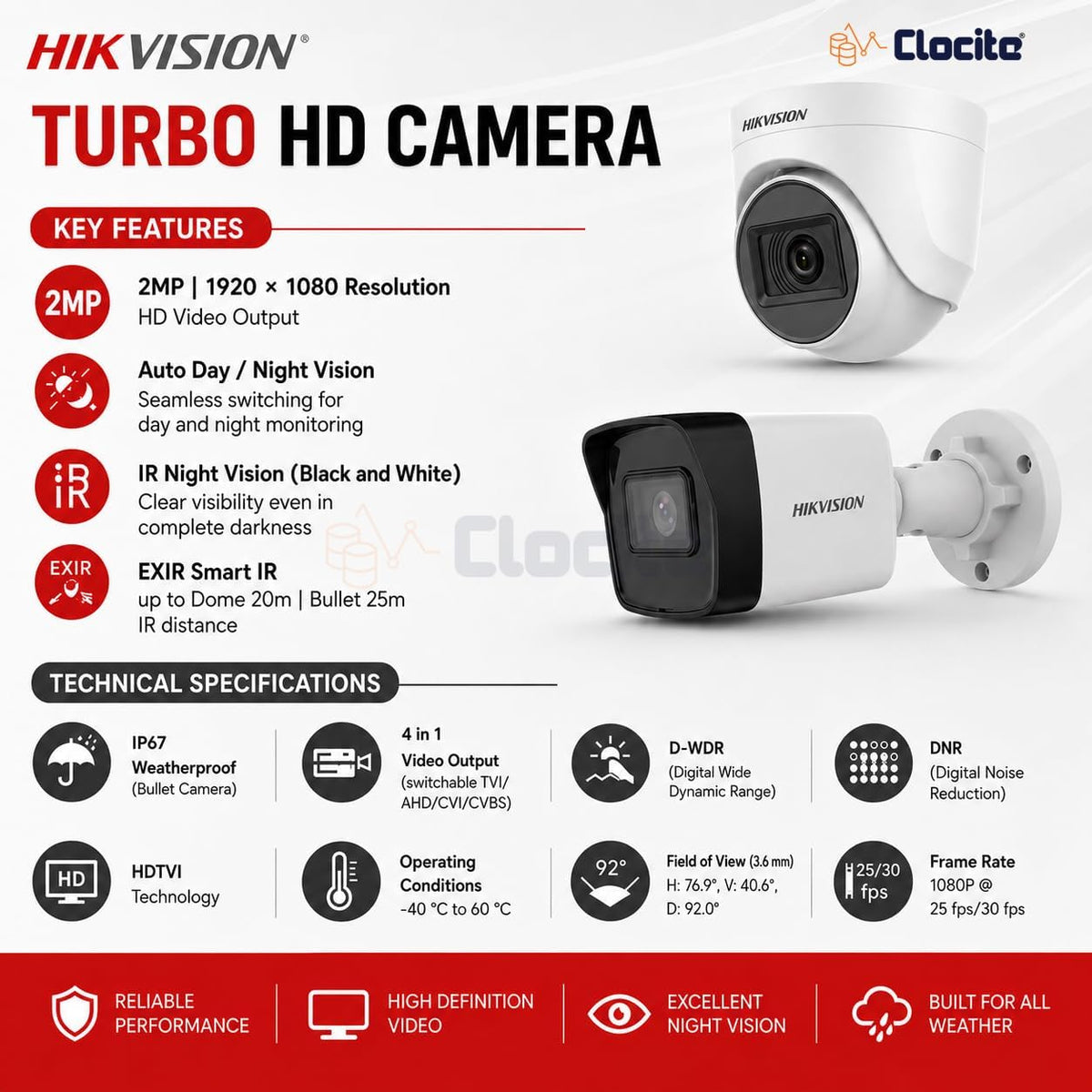 مسجل فيديو رقمي 16 قناة من كلوسيت هيكفيجن مع 5 كاميرات 2 ميجابكسل و5 كاميرات رصاصة (رؤية نهارية ليلية) + هارد ديسك 2 تيرابايت + بكرة كيبل (1+3) مزود طاقة 8 قنوات عدد 2 + بي ان سي وتيار مستمر مجموعة