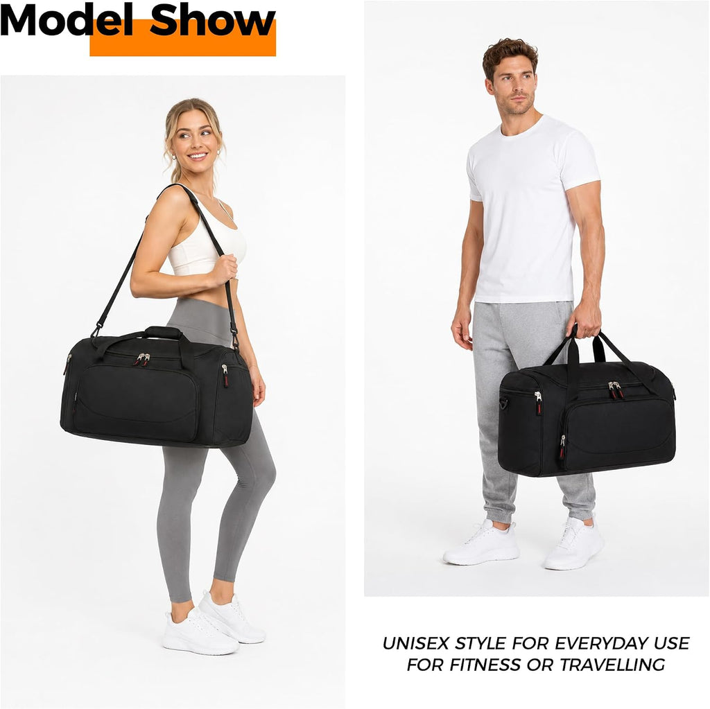 Gym Bag for Men & Women - 50L Large Duffle Bag for Travel, Black