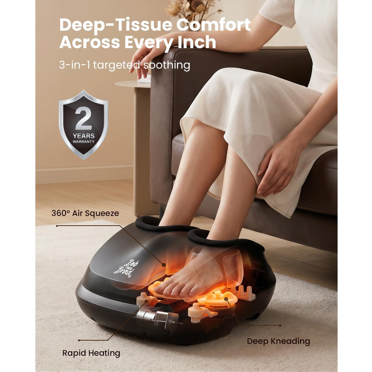 BOB AND BRAD Foot Massager Machine with Heat, FSA Eligible HSA Shiatsu Foot Massager for Plantar Fasciitis & Neuropathy with Kneading & Compression, Cordless Remote Control, Gift for Family, Size 14