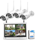 Hiseeu Home Security System, 24/7 Recording 5MP Wired Plug-in Powered Outdoor Bullet Cameras, 2.4G/5G WiFi Pro, 4K NVR with 12" LCD Monitor, 3TB HDD, Night Vision, IP65