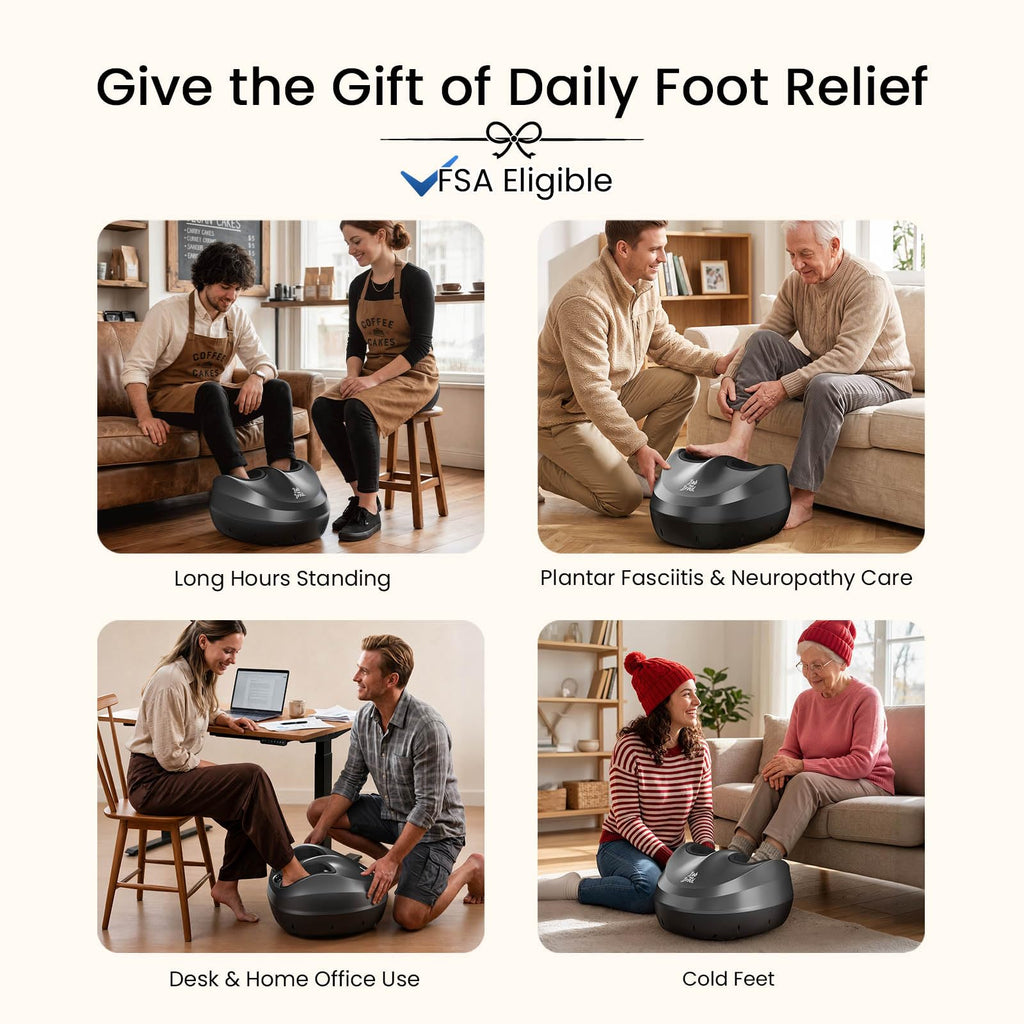 BOB AND BRAD Foot Massager Machine with Heat, FSA Eligible HSA Shiatsu Foot Massager for Plantar Fasciitis & Neuropathy with Kneading & Compression, Cordless Remote Control, Gift for Family, Size 14