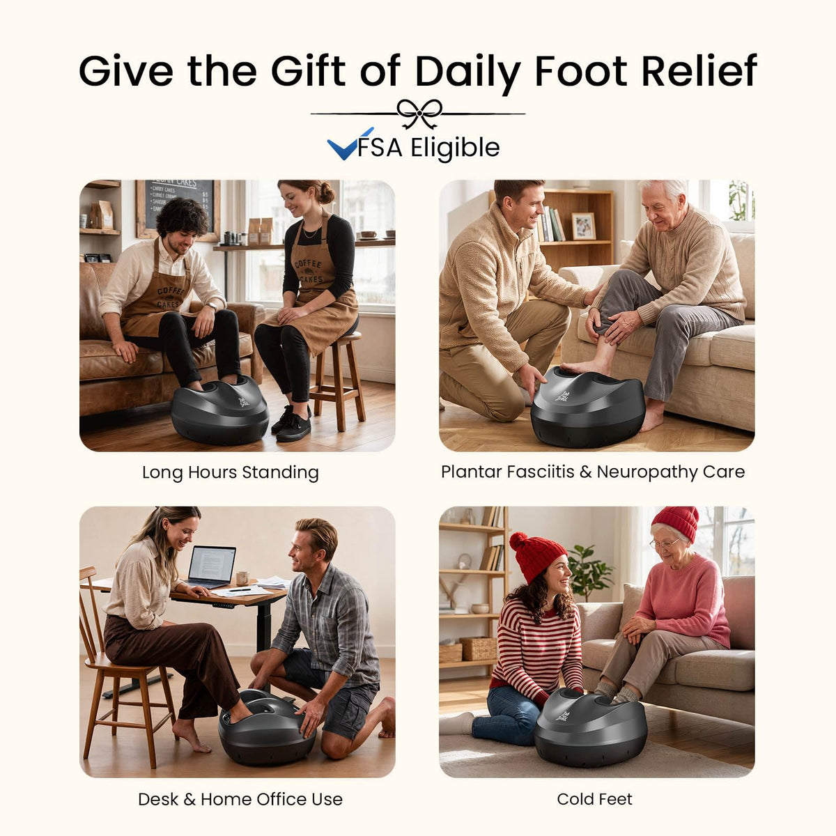 BOB AND BRAD Foot Massager Machine with Heat, FSA Eligible HSA Shiatsu Foot Massager for Plantar Fasciitis & Neuropathy with Kneading & Compression, Cordless Remote Control, Gift for Family, Size 14