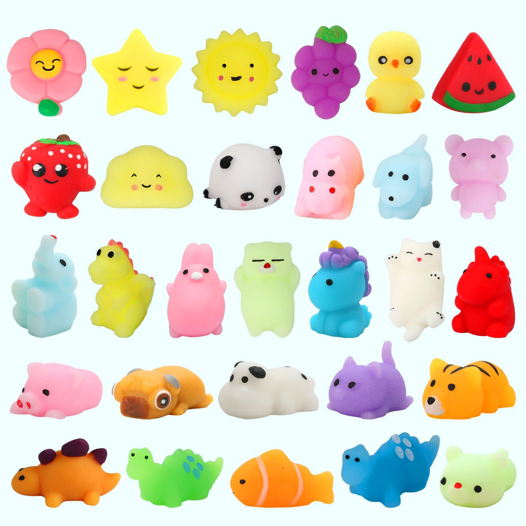 30 Pack Squishy Toys, Kawaii Squishies Party Favors for Kids 4-8 8-12 Treasure Box Toys for Classroom Birthday Xmas Gifts Goodie Bag Mini Animals Mochi Squishy Stress Relief Sensory Toys Random