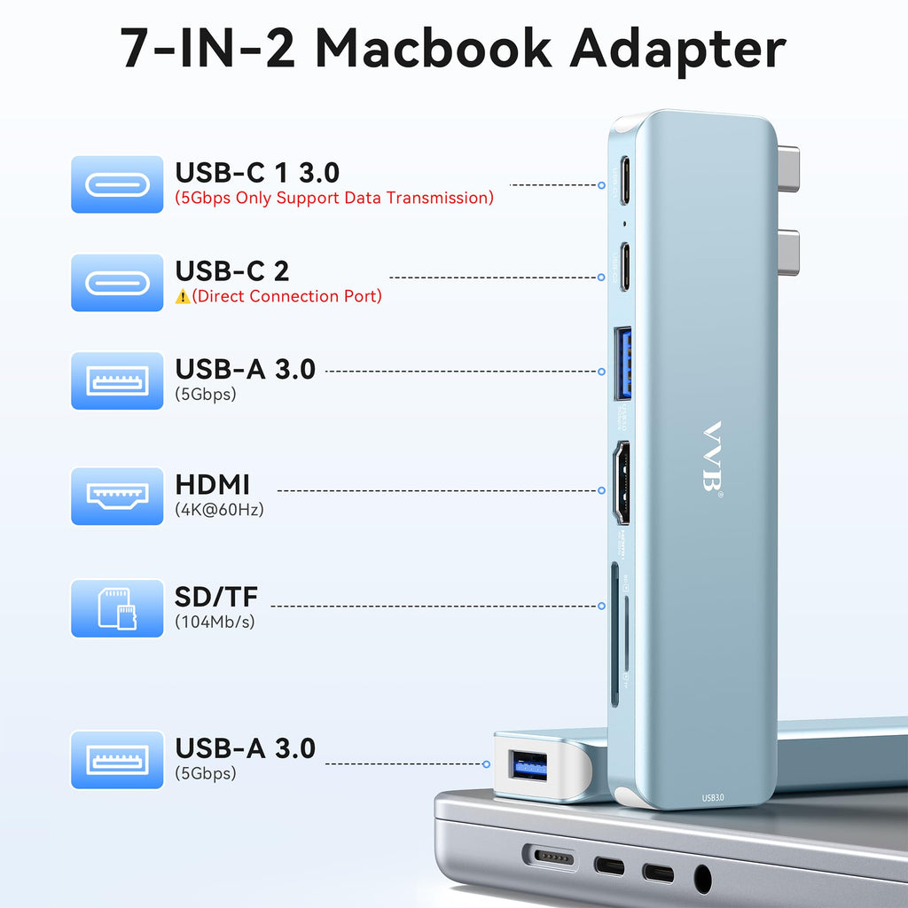 USB C Laptop Docking Station Dual Monitor HDMI USB C Hub Multiport Adapter