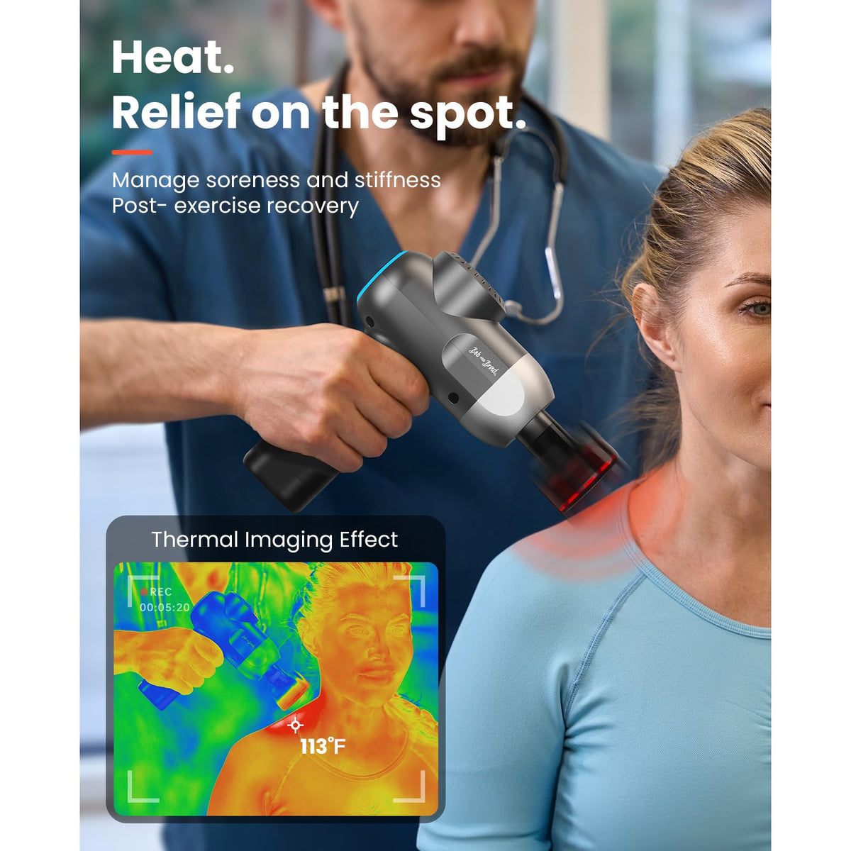 BOB AND BRAD C2 Pro Massage Gun with Heat and Cold Therapy, FSA Eligible & HSA Approved, PT-Developed Deep Tissue Back Massager for Athletes, Men & Women — Birthday & Holiday Gifts