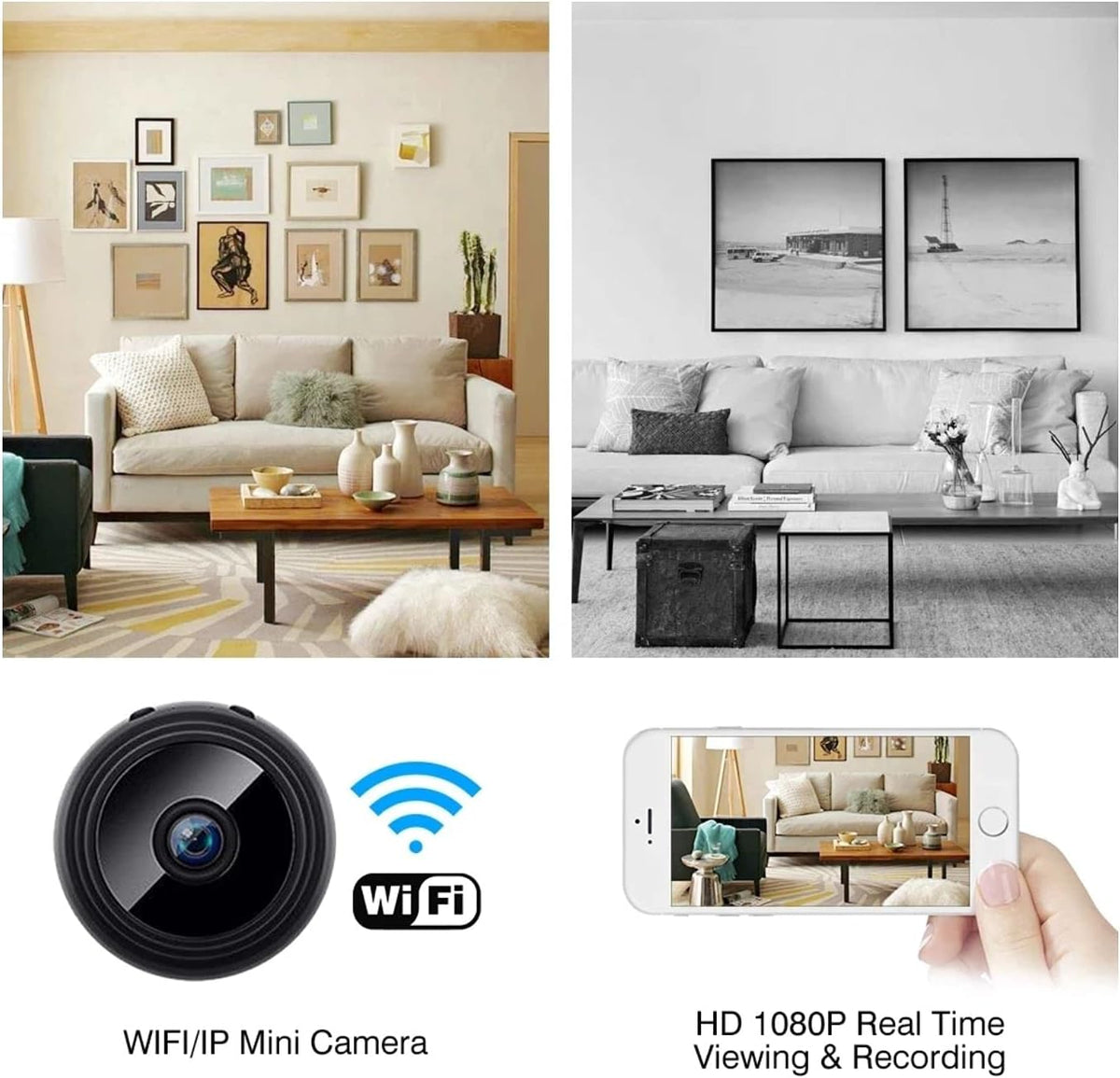 Eazyliv WiFi Mini Magnetic A9 Wireless Spy Hidden HD 1080P Small Portable Round Camera, Indoor Security Camera, Motion Detection, Instant Notifications Night Vision Camera (Camera & 64GB Card)