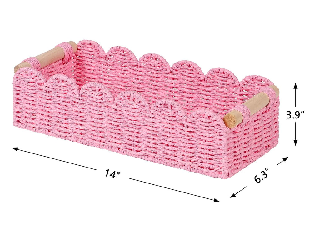 CubesLand Scalloped Toilet Paper Storage Basket W/Handle for Home Decor
