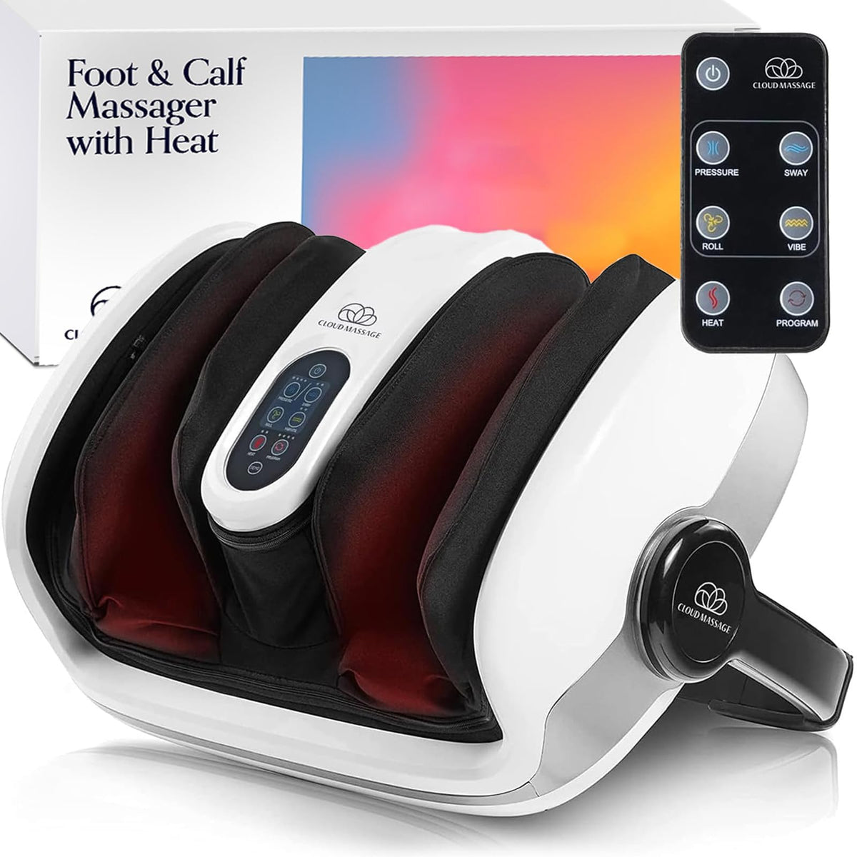 Cloud Massage Shiatsu Foot Massager with Heat, Standard Size, White
