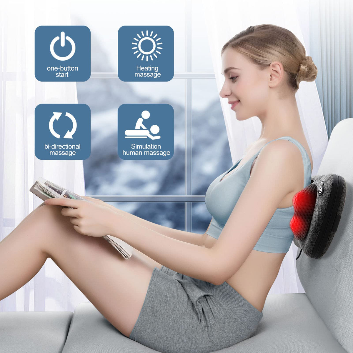 VIKTOR JURGEN Shiatsu Back Massager with Heat for Pain Relief, Gray
