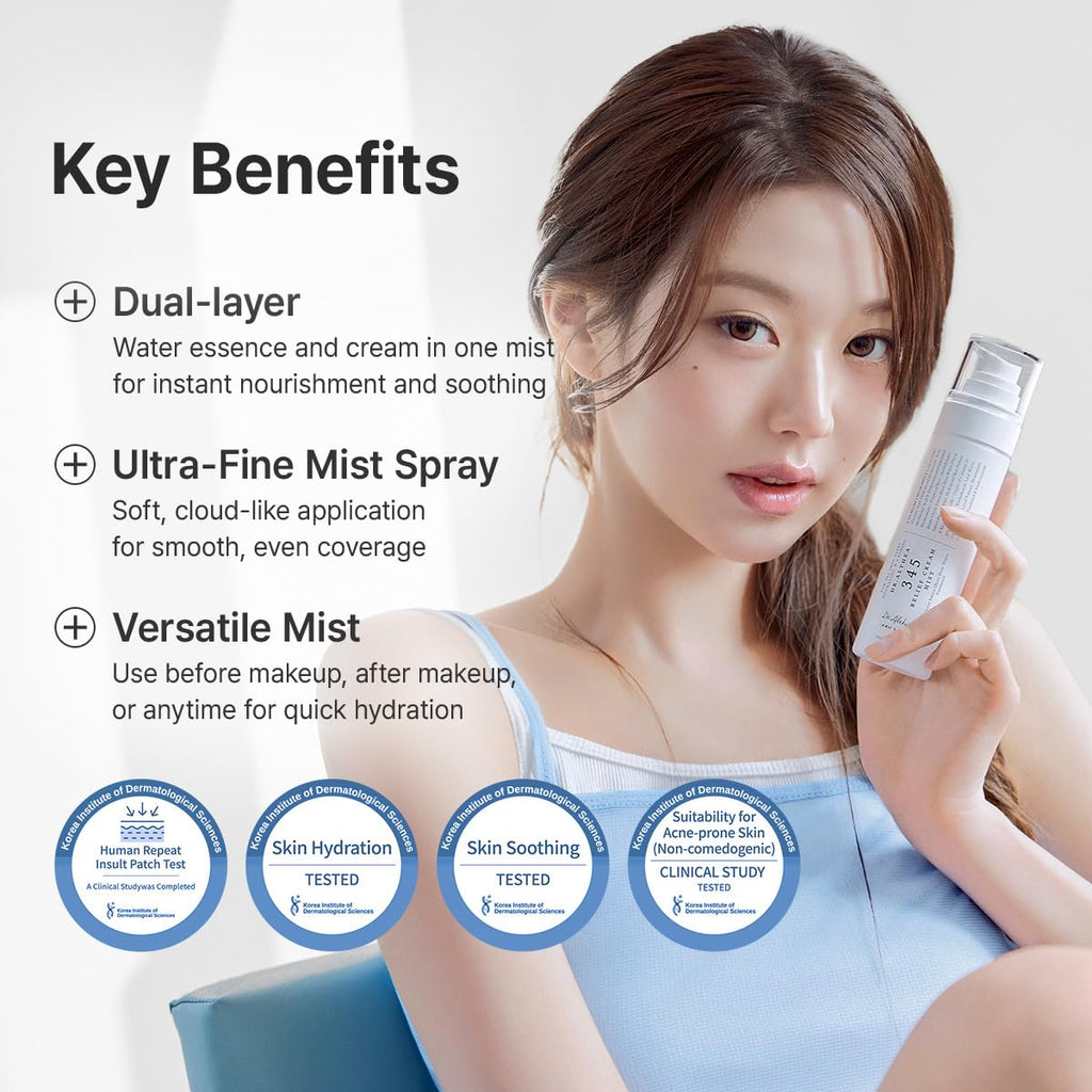 Dr.Althea 345 Relief Cream Mist, Korean Vegan Skin Care, 3.38 Fl Oz