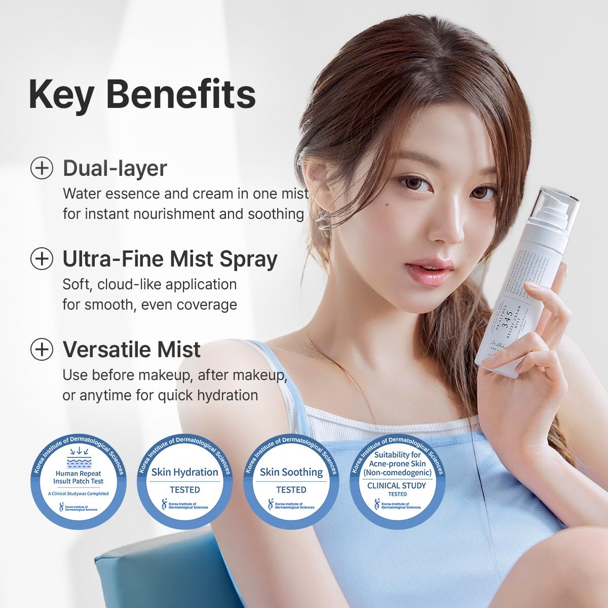 Dr.Althea 345 Relief Cream Mist, Korean Vegan Skin Care, 3.38 Fl Oz
