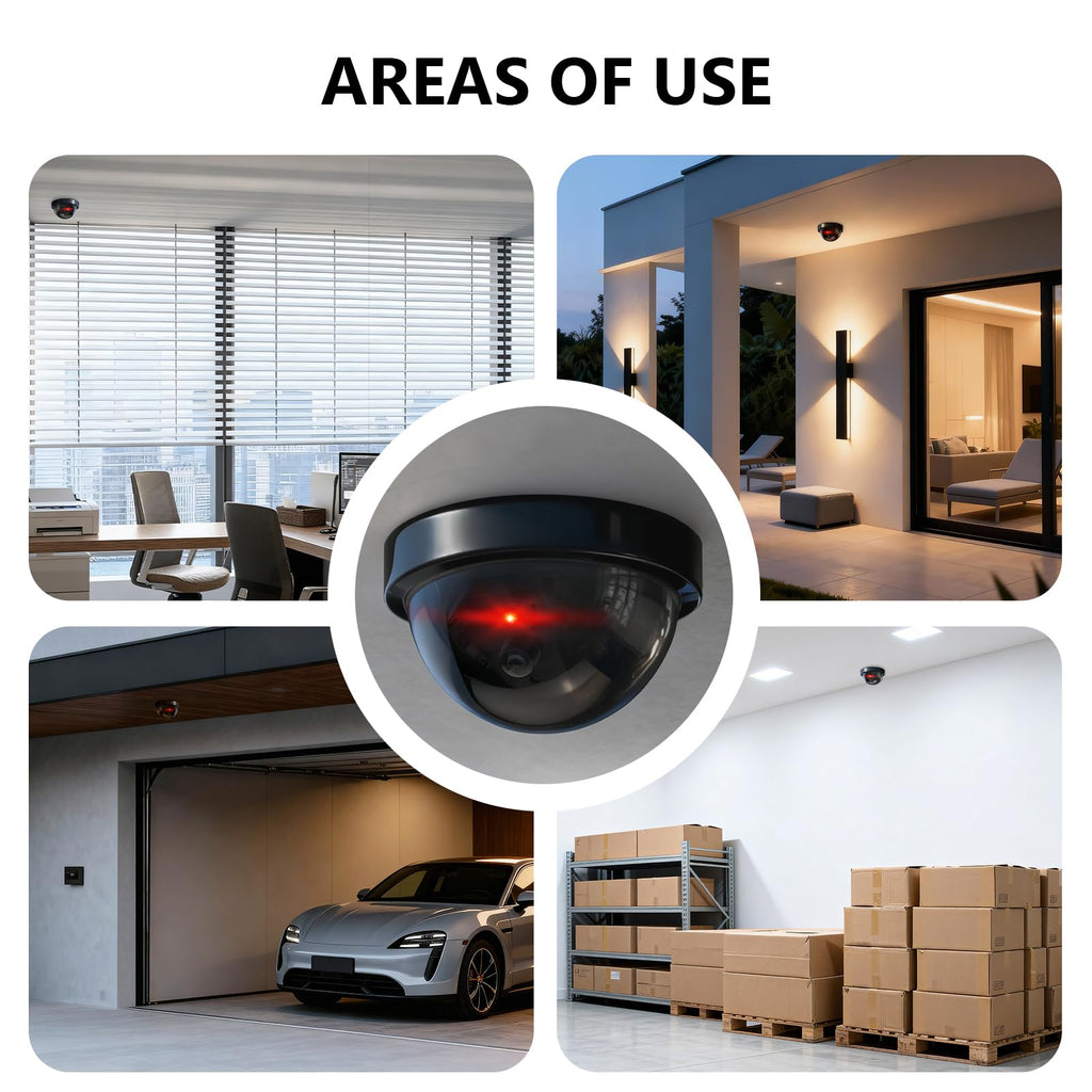 WALI CCTV Dome Fake Camera with Flashing Red Light, 2 Pack, White (SDW-2)