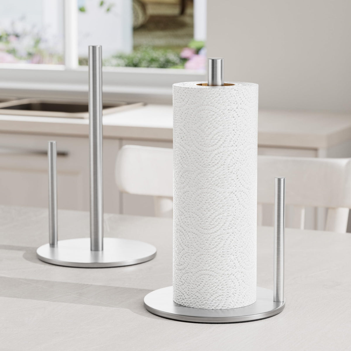 Paper Towel Holder Black Stainless Steel Kitchen Countertop Roll Organizer
