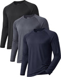 3 Pack Long Sleeve Shirts for Men Sun Protection Quick Dry Workout T Shirts