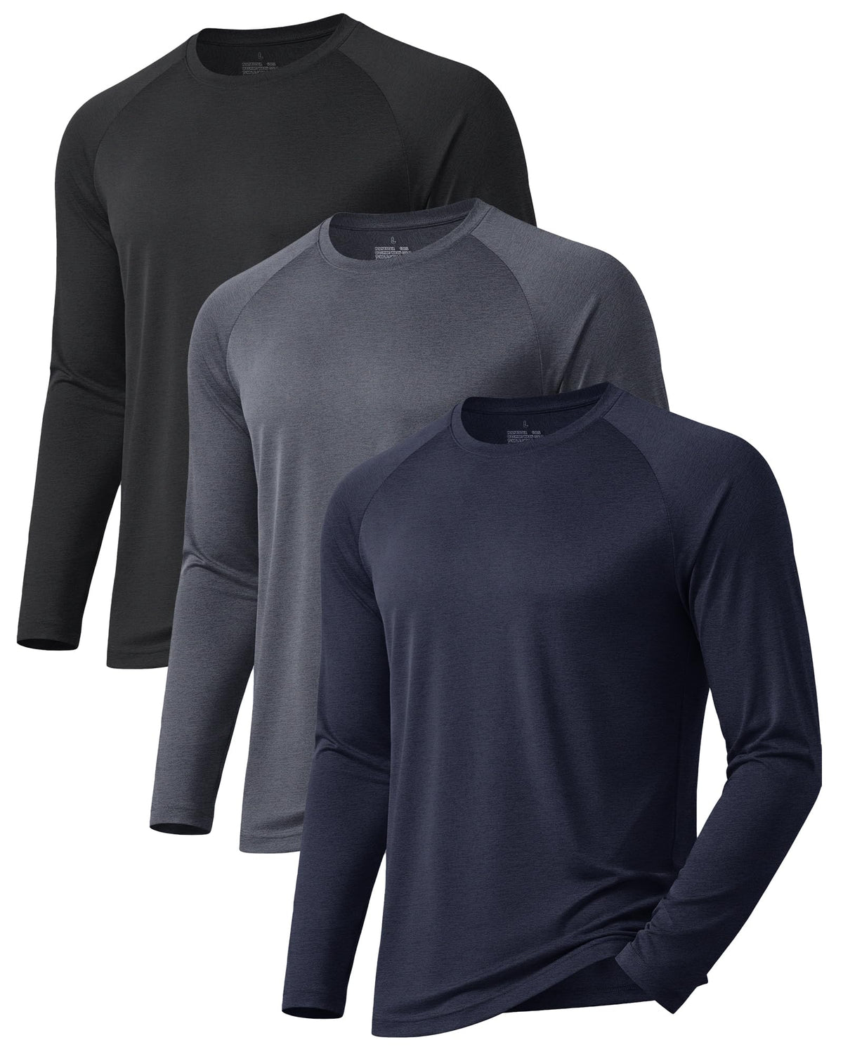 3 Pack Long Sleeve Shirts for Men Sun Protection Quick Dry Workout T Shirts