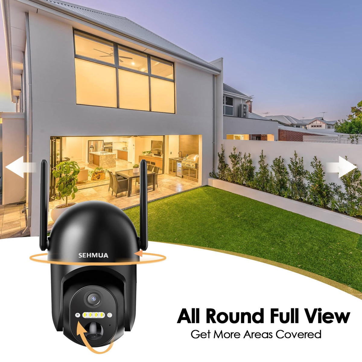 SEHMUA 4G LTE Cellular Solar Security Camera Wireless Outdoor, No Wi-Fi Solar Powered Camera, 360° Live View, 2K Color Night Vision, PIR Motion Sensor, Two-Way Talk, Built-in SIM Card