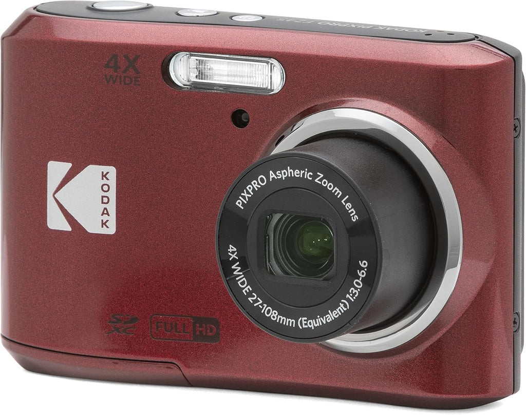 KODAK PIXPRO FZ45 16MP Compact Digital Camera, 4X Optical Zoom, AA, Red