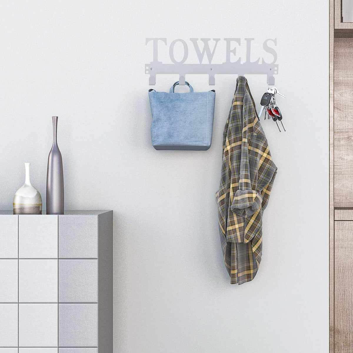 Kuhome Over The Door Hooks, Towel Holder for Bathroom, Door Mount Towel Rack Towel Hooks for Bedroom Beach Towels Bathrobe Wall Mount Hang on The Door Cabinet Cupboard Metal Sandblasted (Black)