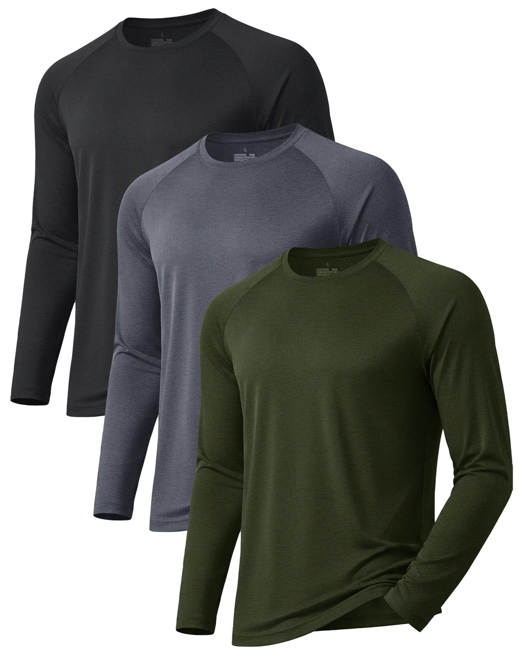 3 Pack Long Sleeve Shirts for Men Sun Protection Quick Dry Workout T Shirts