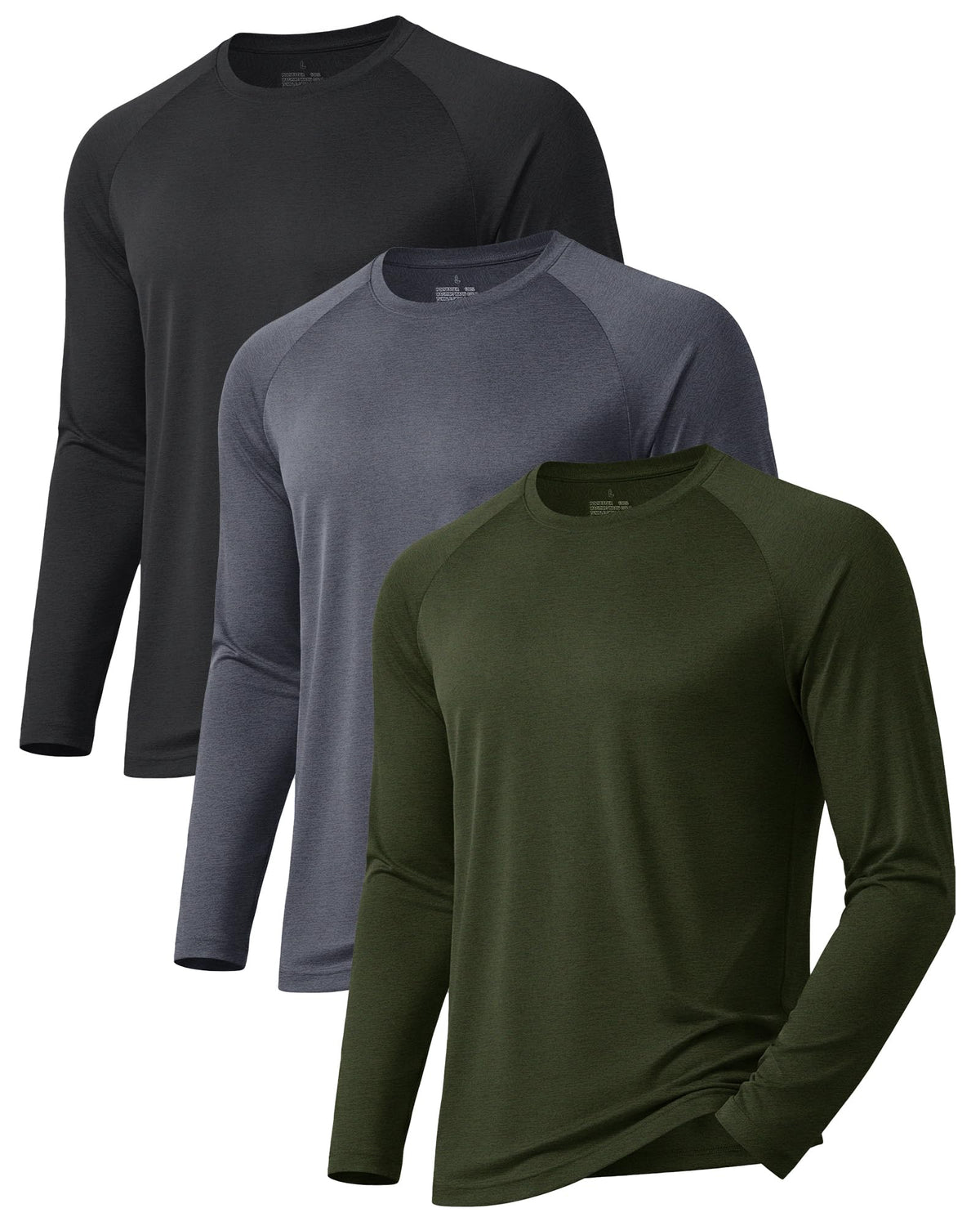 3 Pack Long Sleeve Shirts for Men Sun Protection Quick Dry Workout T Shirts
