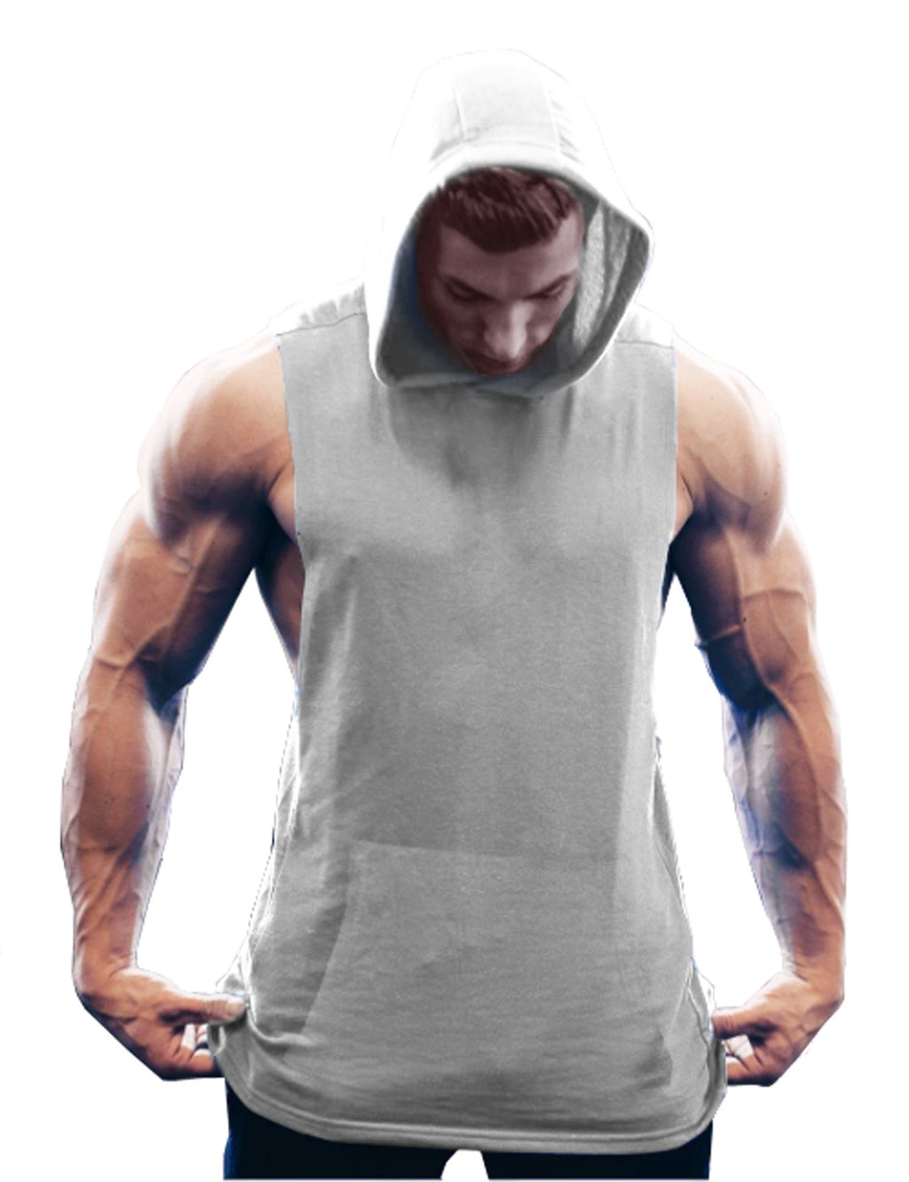 COOFANDY Men's Workout Hooded Tank Tops Bodybuilding Muscle Cut Off T Shirt Sleeveless Gym Hoodies