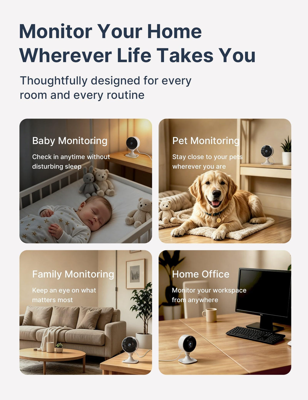 GNCC 2.4GHz Indoor Security Camera for Home, 1080P Baby & Pet Cam, 4-Pack