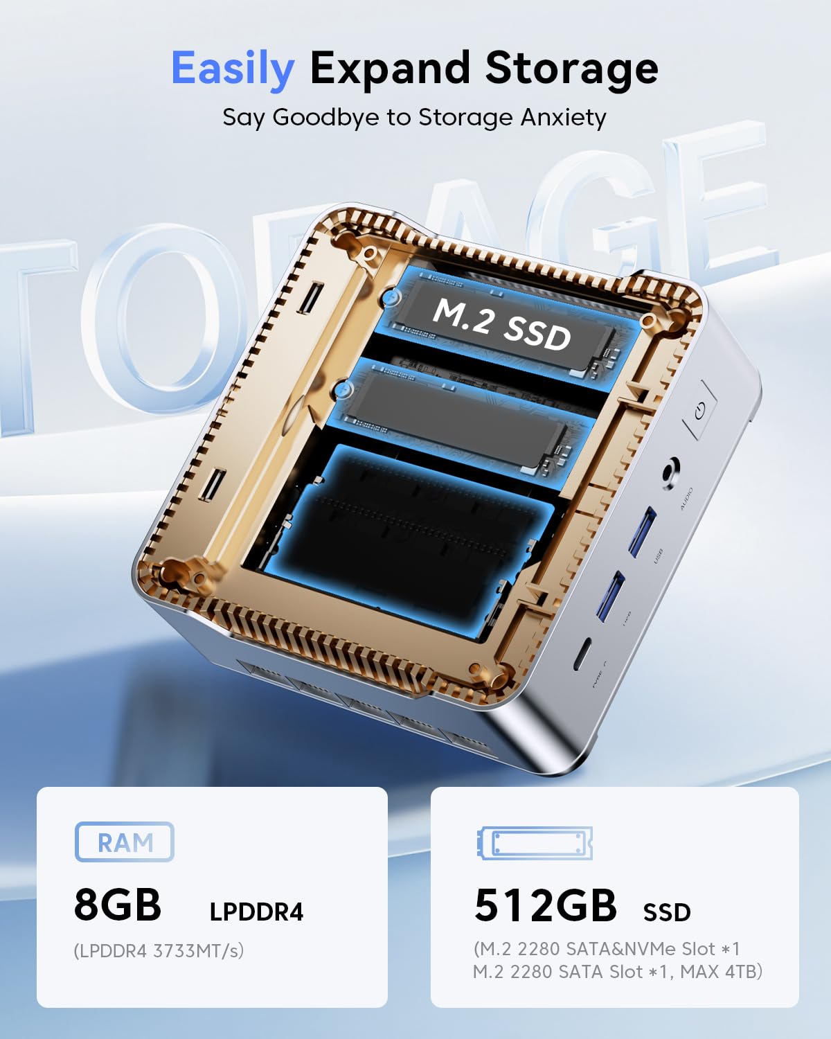 KAMRUI Pinova P2 Mini PC 16GB RAM 512GB SSD, AMD Ryzen 4300U(Beats 5400U/3500U/N95,Up to 3.7GHz,4C/8T) Mini Computers,Triple 4K Display/HDMI+DP+Type-C/WiFi/BT for Home/Business Mini Desktop Computers