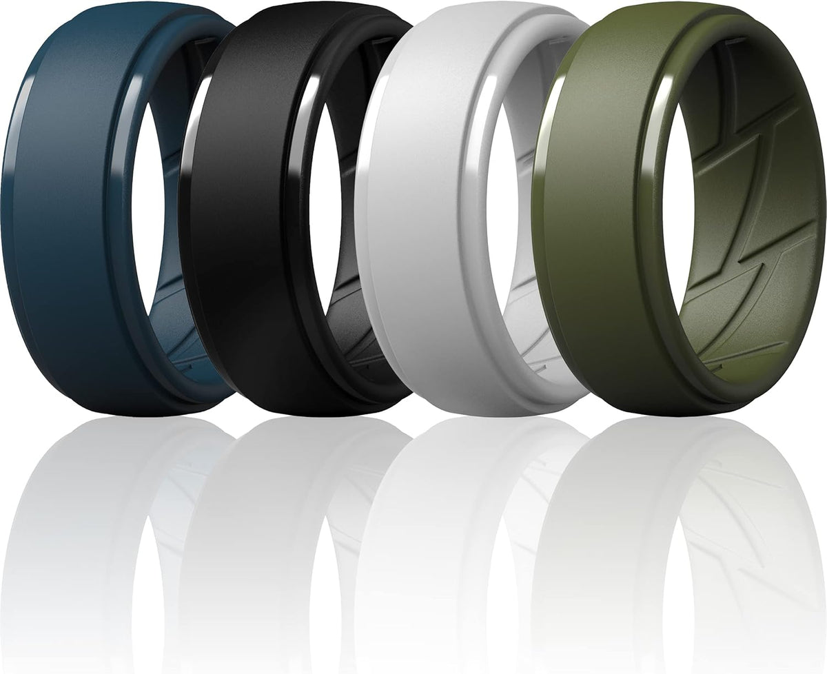 ThunderFit Men's Silicone Rings, Breathable Rubber Bands, 10mm Wide