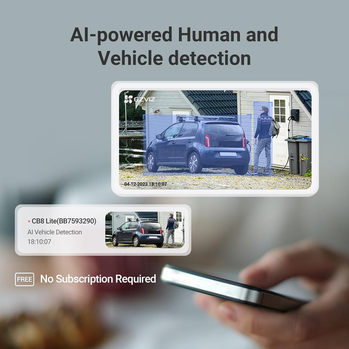 EZVIZ كاميرا مراقبة خارجية لاسلكية 3K+ تعمل بالطاقة الشمسية، مجموعة CB8 لايت | امالة 360 درجة، شبكة واي فاي 6، رؤية ليلية ملونة، كشف المركبات البشرية، ايه او في، بدون اشتراك، تحدث ثنائي الاتجاه