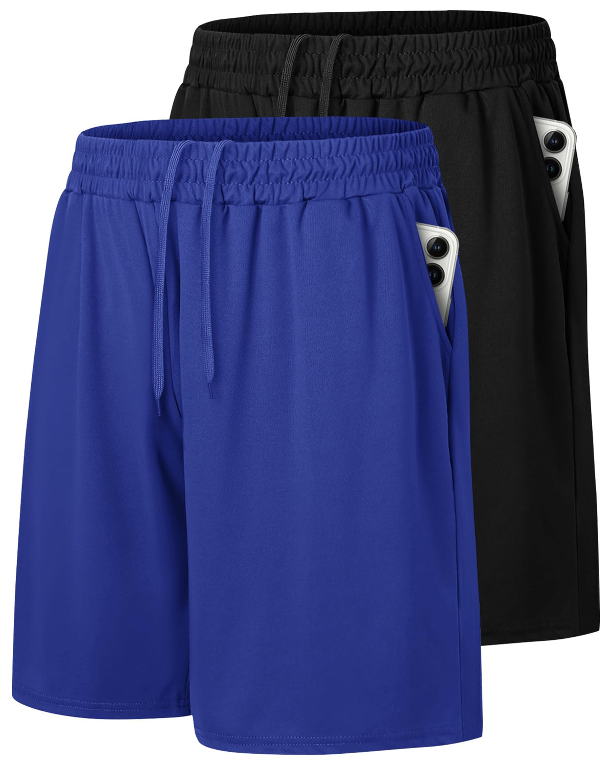 2 Pack Mens Gym Basketball Shorts - Athletic Black Workout Quick Dry Shorts