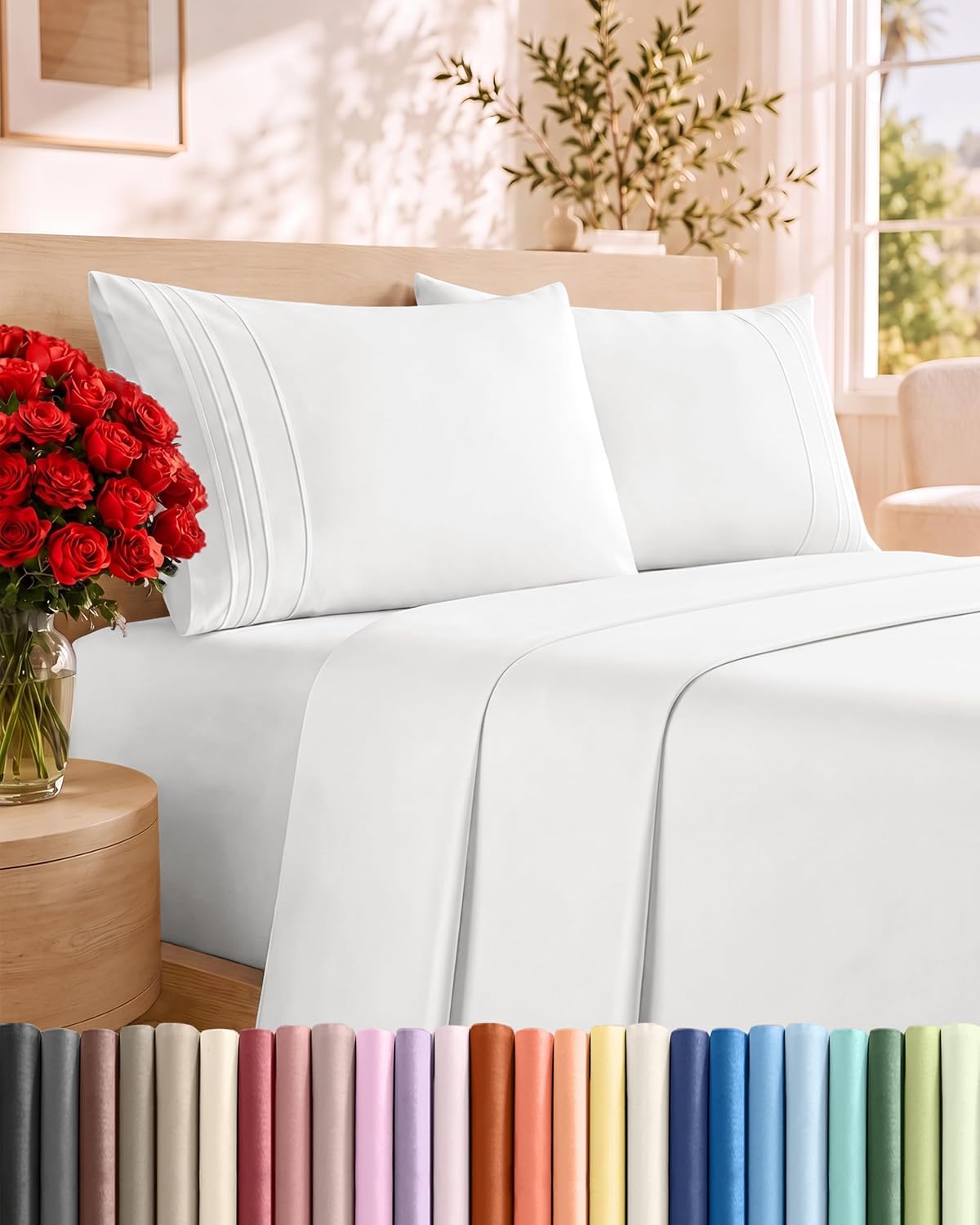 Short Queen Size 4 Piece Bed Sheet Set - RV Short Queen Sheets - Dark Grey