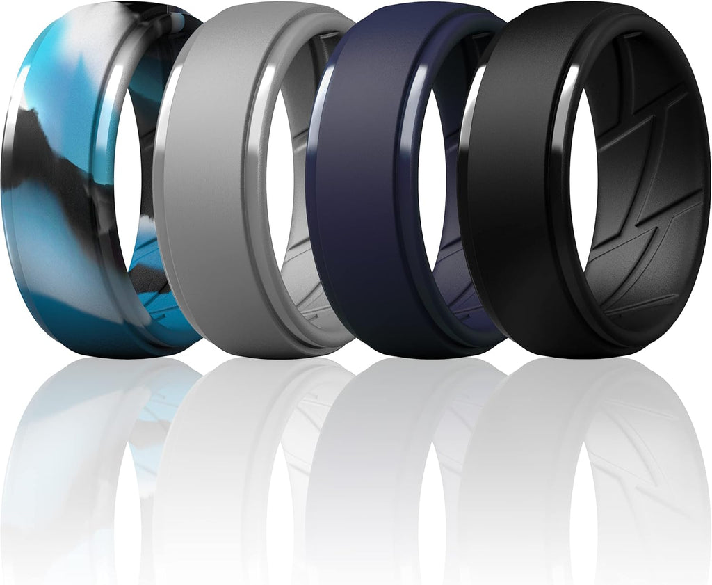 ThunderFit Men's Silicone Rings, Breathable Rubber Bands, 10mm Wide
