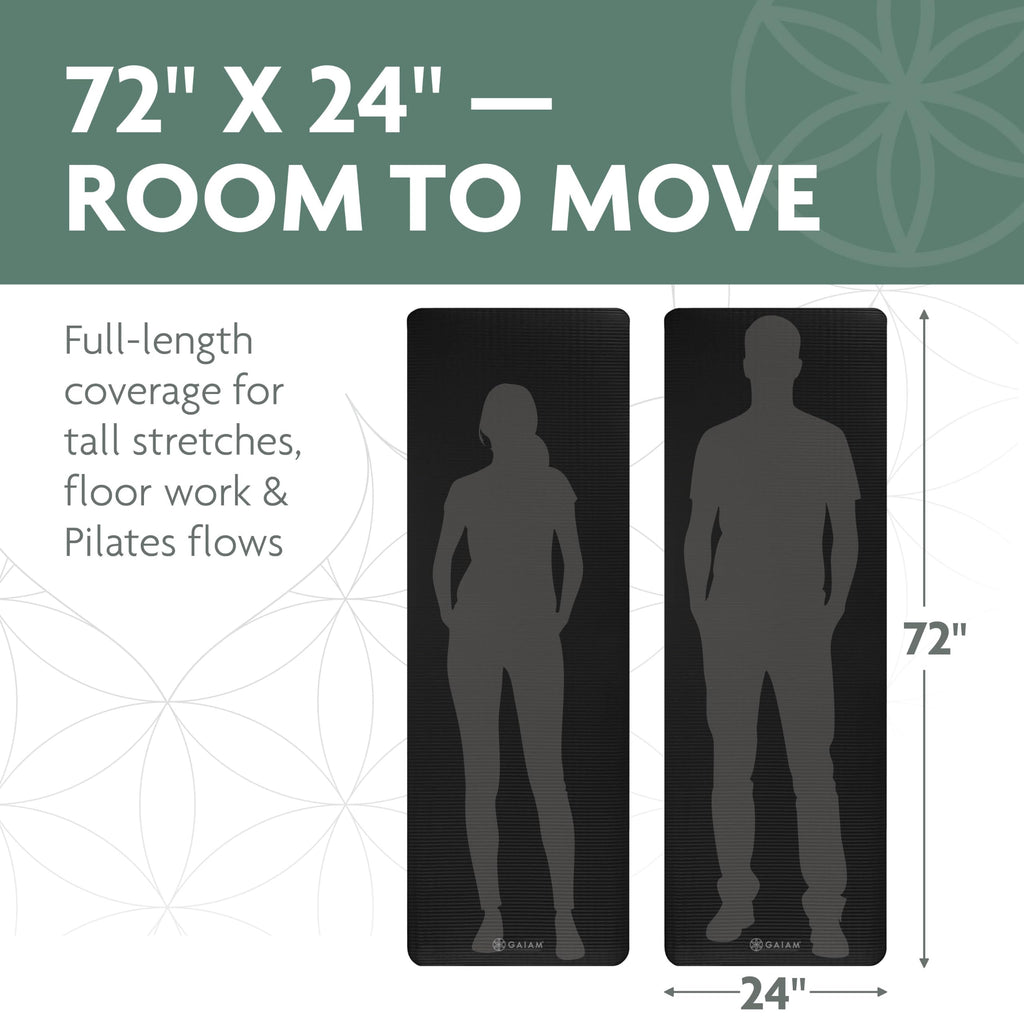 Gaiam Thick Yoga Mat, Exercise & Fitness Mat with Easy-Cinch Carrying Strap