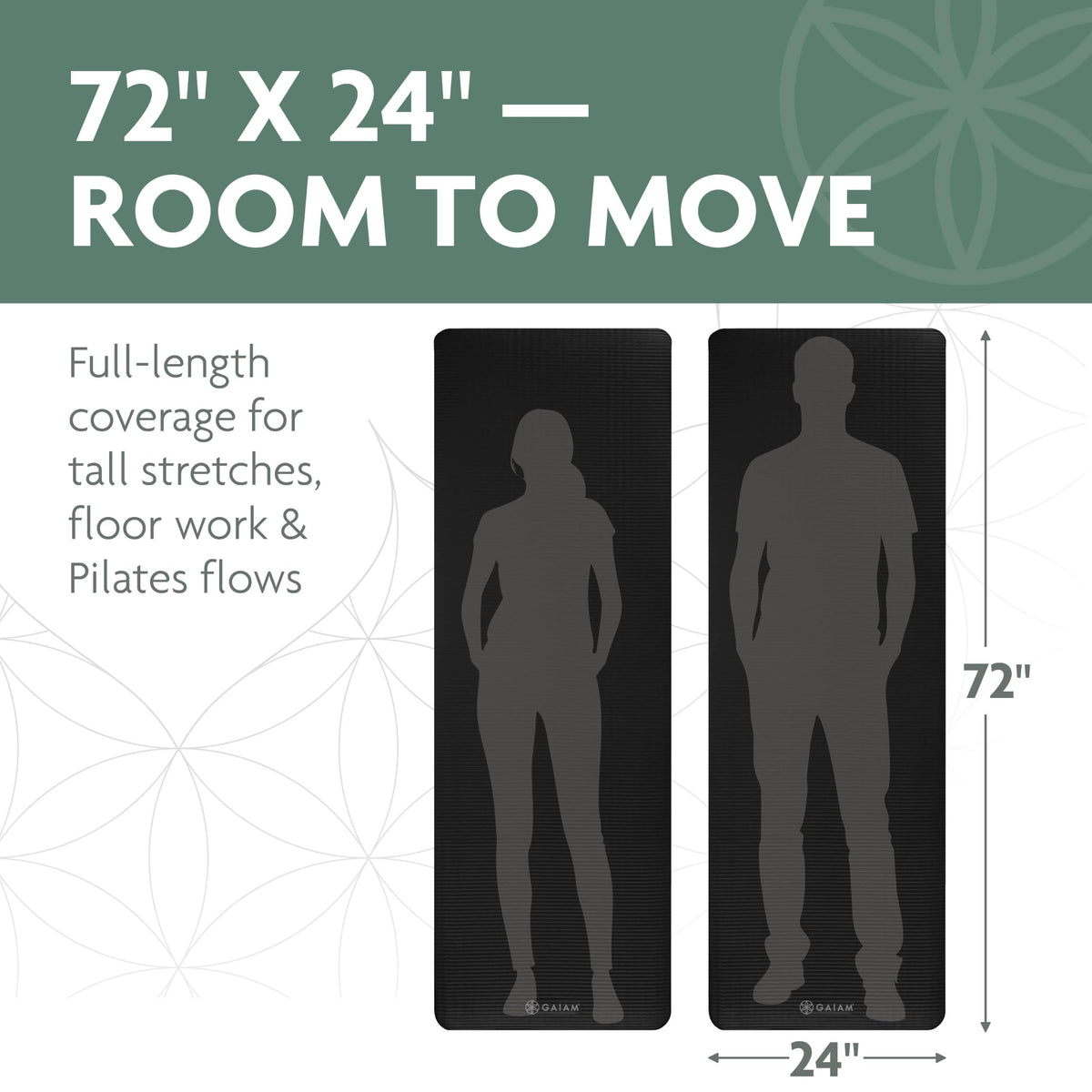 Gaiam Thick Yoga Mat, Exercise & Fitness Mat with Easy-Cinch Carrying Strap
