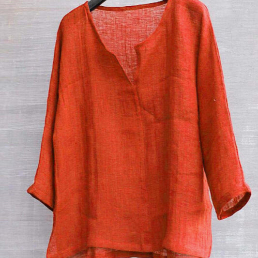 Chinese Style V-neck Men's Long-sleeved Shirt