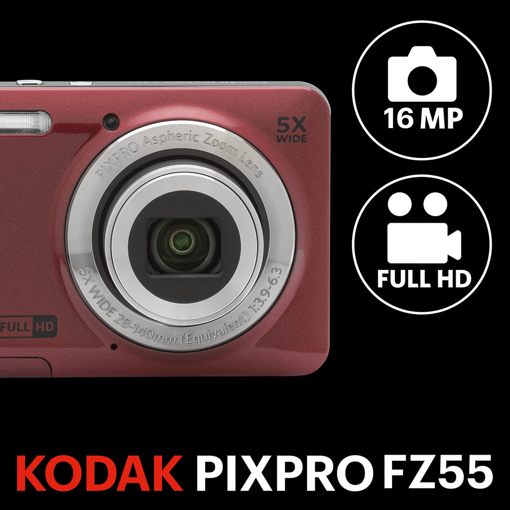 Kodak PIXPRO FZ55-BK 16MP CMOS Sensor Camera 5X Optical Zoom 28mm Wide