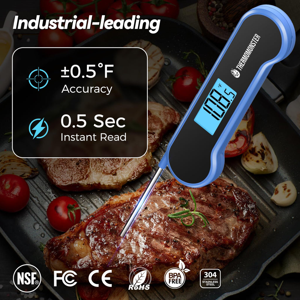 0.5 Sec Instant Read Meat Thermometer Digital for Cooking, Red