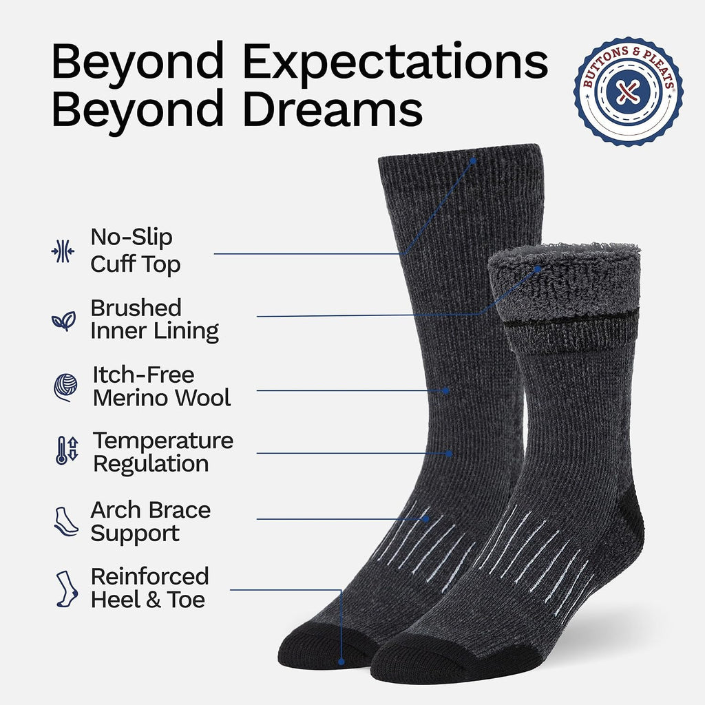 Wool Socks for Men & Women Merino Thermal Warm Cozy Winter Boot Sock