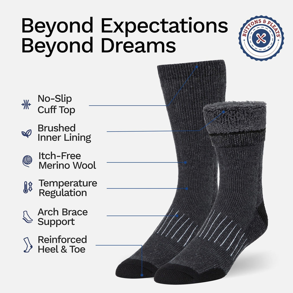 Wool Socks for Men & Women Merino Thermal Warm Cozy Winter Boot Sock