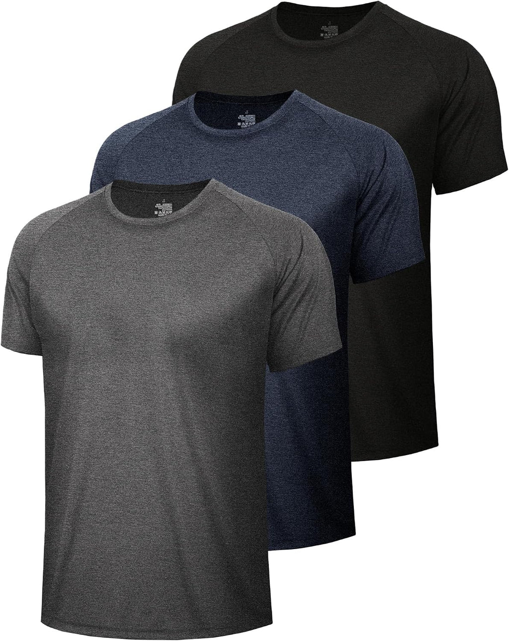 3 Pack Workout Mens Shirts Gym Quick Dry Moisture Wicking T Shirts（S-6XL）