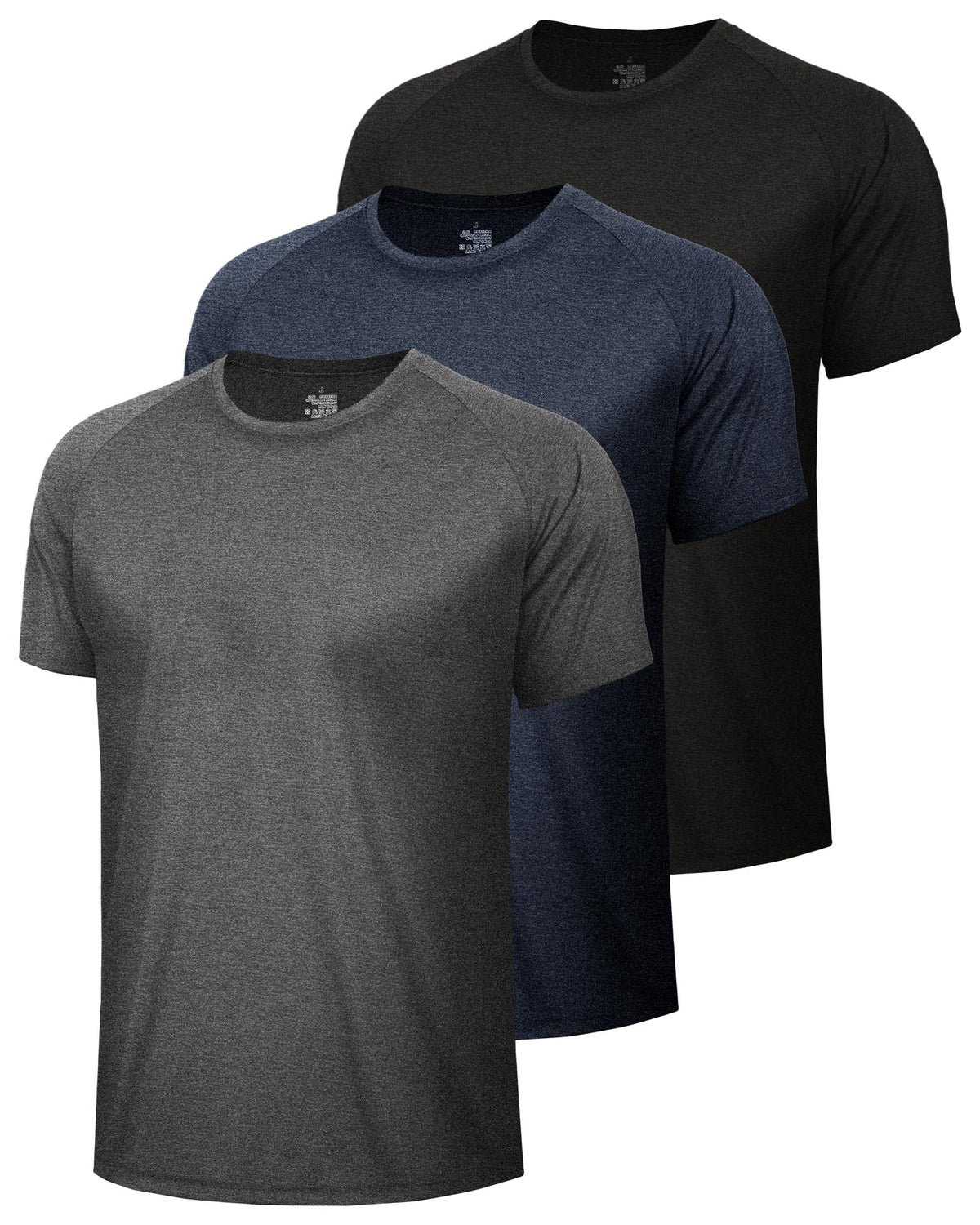 3 Pack Workout Mens Shirts Gym Quick Dry Moisture Wicking T Shirts（S-6XL）