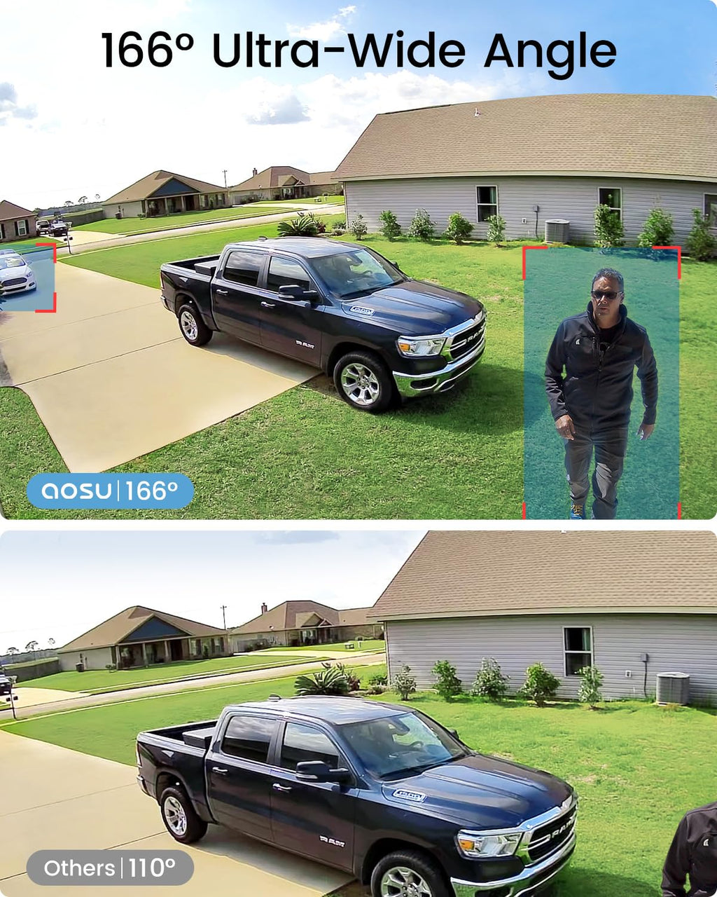 aosu 2K QHD Battery Security Cameras Wireless Outdoor System, 2-Cam-Kit