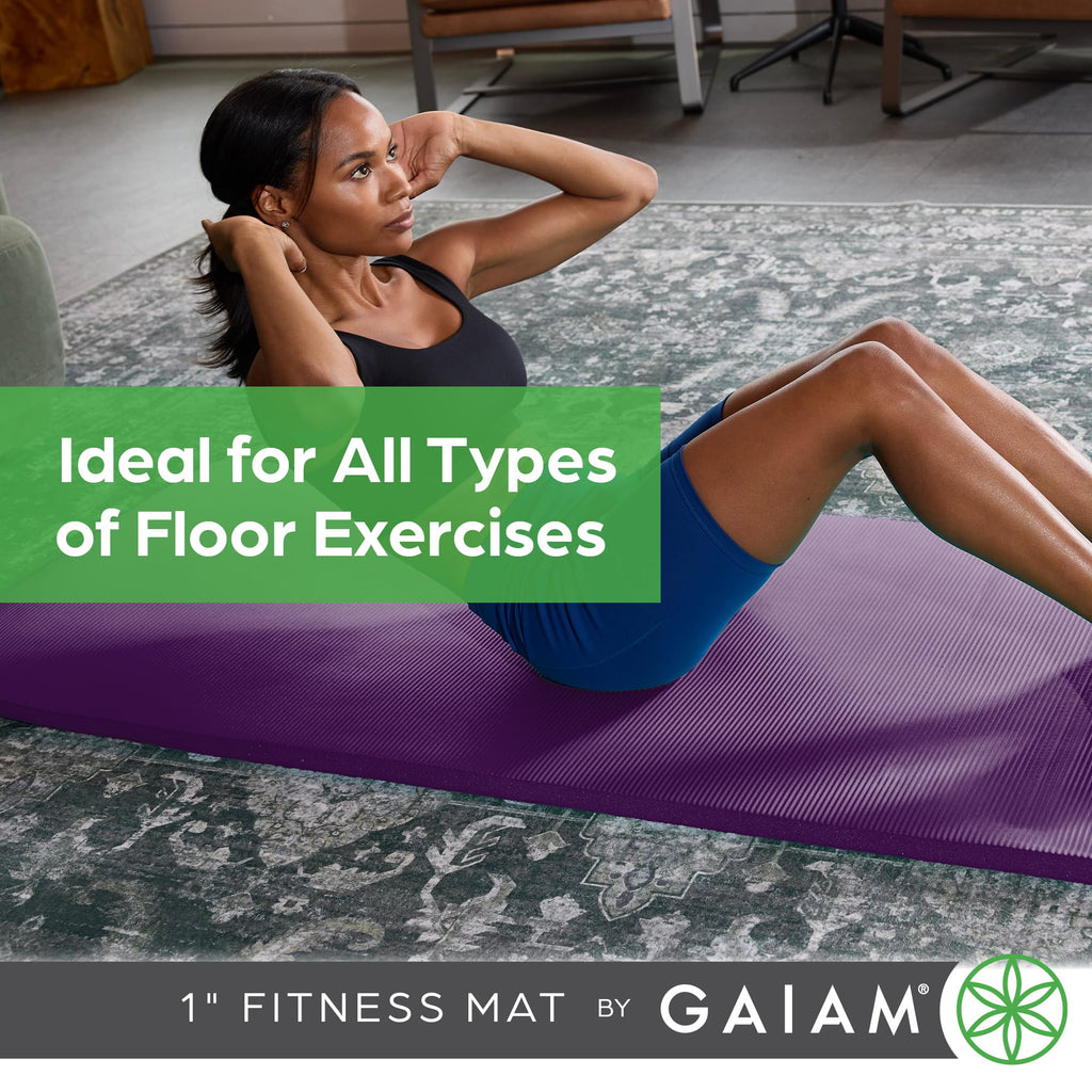 Gaiam Thick Yoga Mat, Exercise & Fitness Mat with Easy-Cinch Carrying Strap