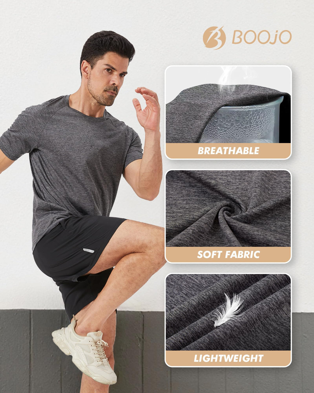 3 Pack Workout Mens Shirts Gym Quick Dry Moisture Wicking T Shirts（S-6XL）