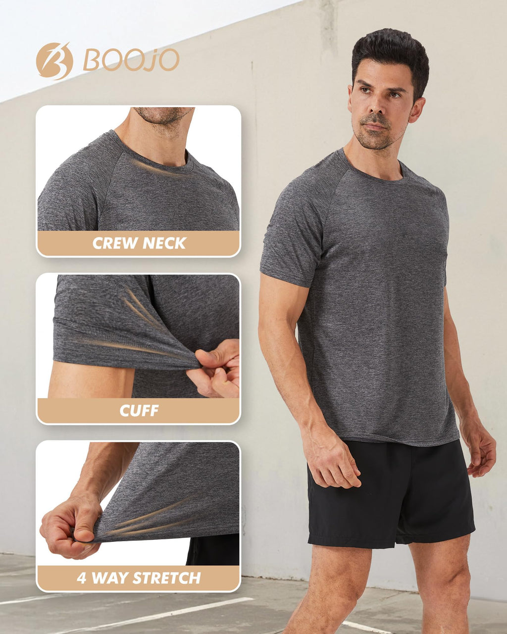 3 Pack Workout Mens Shirts Gym Quick Dry Moisture Wicking T Shirts（S-6XL）